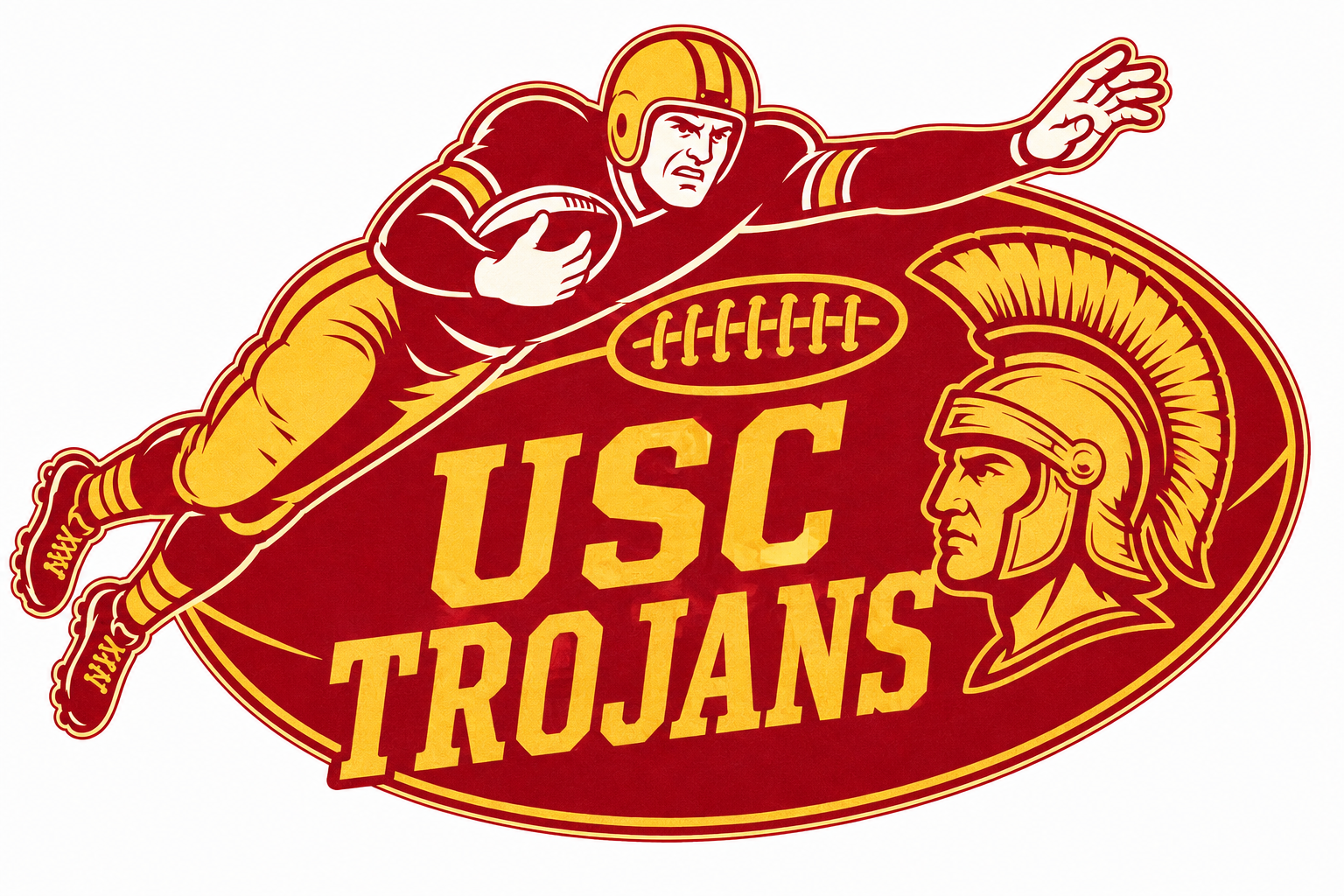 USC Trojans Football Player and Trojan Graphic