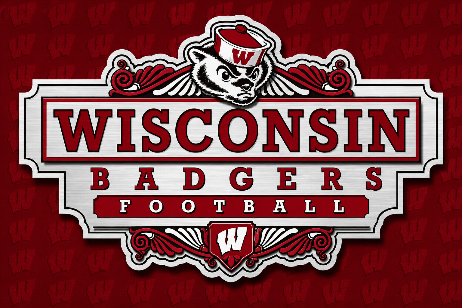 Wisconsin Badgers Football Retro Badger Wall Art