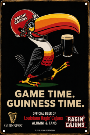 Game Time Guinness Louisiana Ragin' Cajuns Decorative Sign