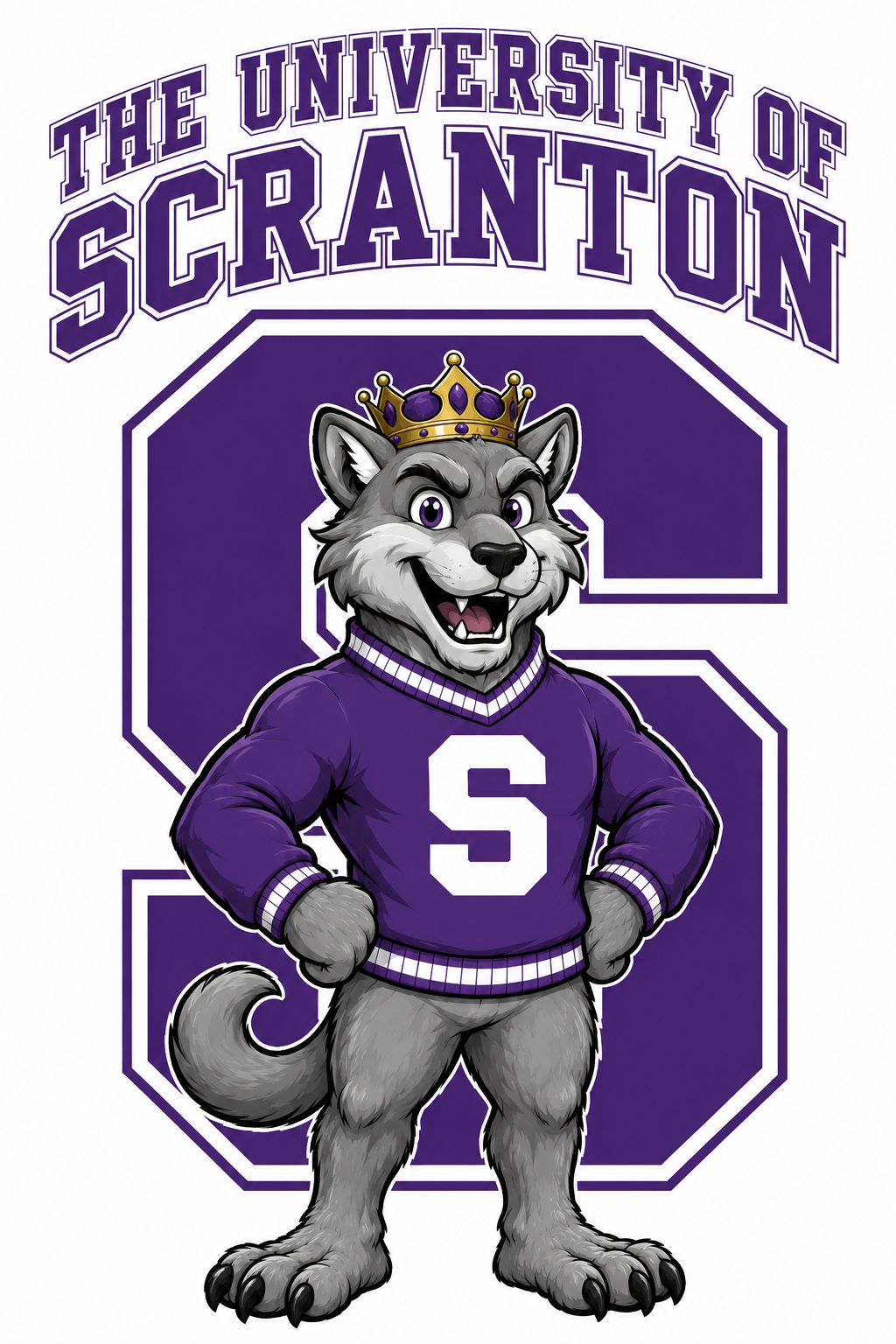 University of Scranton Purple Wolf Mascot Graphic Wall Art