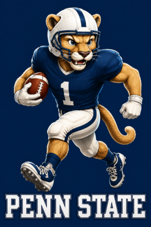 Penn State Style Feline Football Player Wall Art