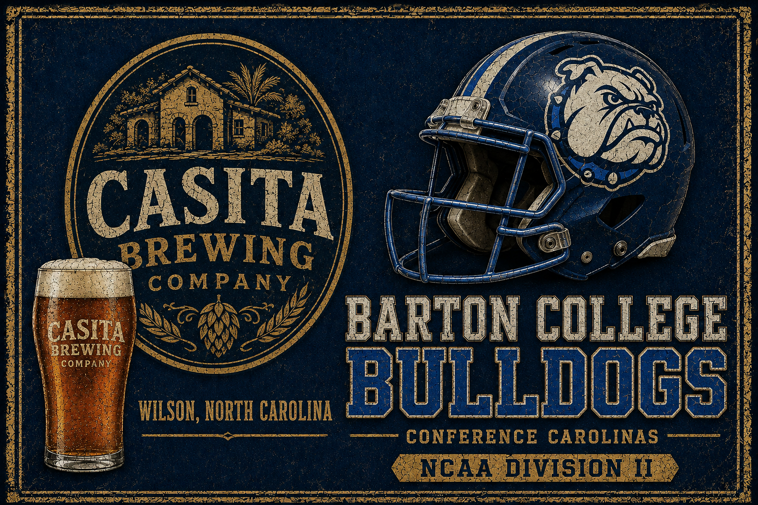 Casita Brewing Barton College Bulldogs Vintage-Style Wall Art