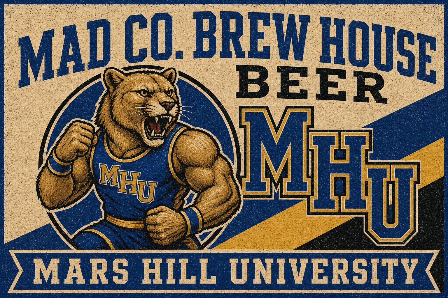Mars Hill University Bear Brew House Vintage-Style Wall Art