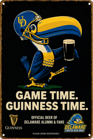 Delaware Blue Hens Guinness Game Time Metal Sign