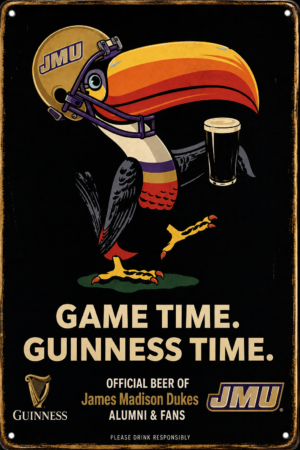 JMU Dukes Game Time Guinness-Style Metal Sign