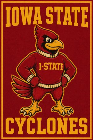 Iowa State Cyclones Cardinal and Gold Bird Graphic Wall Art
