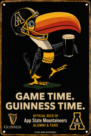 Vintage-Style App State Football Guinness Metal Sign