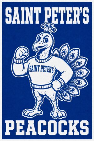 Saint Peter's Peacocks Blue and White Mascot Wall Art