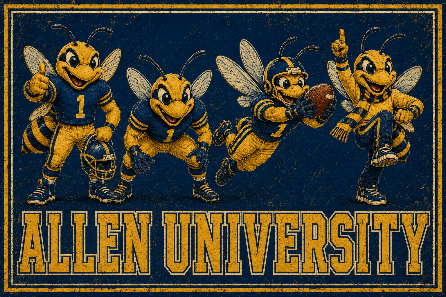 Allen University College Football Mascot Aluminum Sign 12x8in Metal Sign