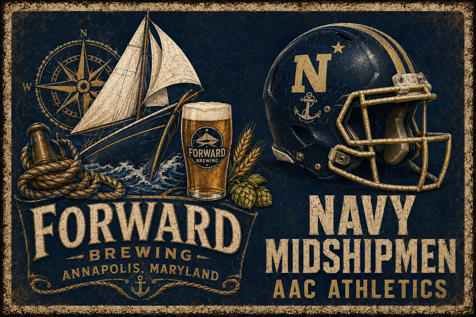 Forward Brewing Nautical Navy Midshipmen Athletics Wall Art