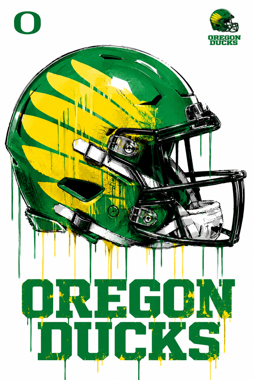 Oregon Ducks Green and Yellow Football Helmet Wall Art
