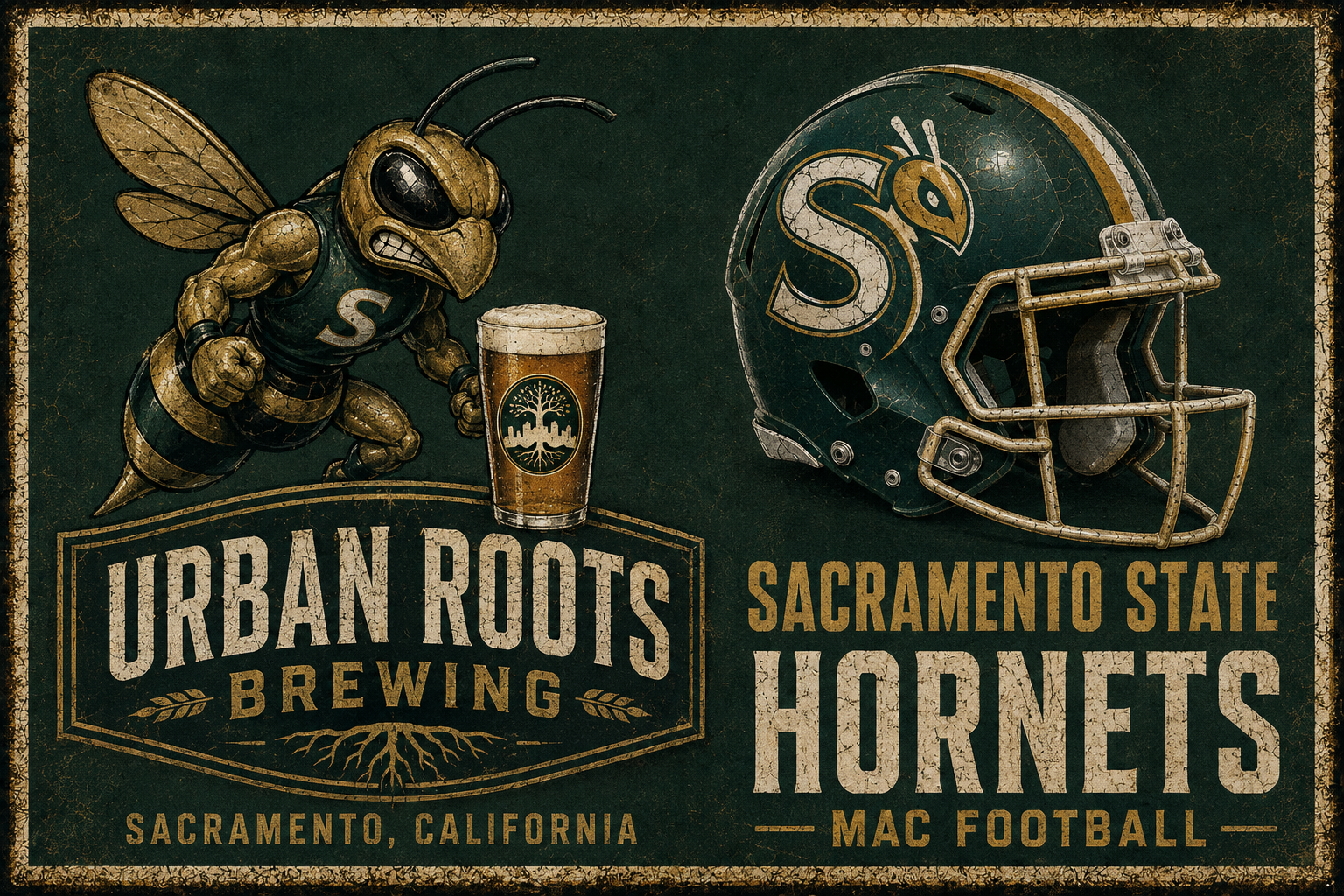 Urban Roots Brewing Sacramento State Hornets Football Wall Art