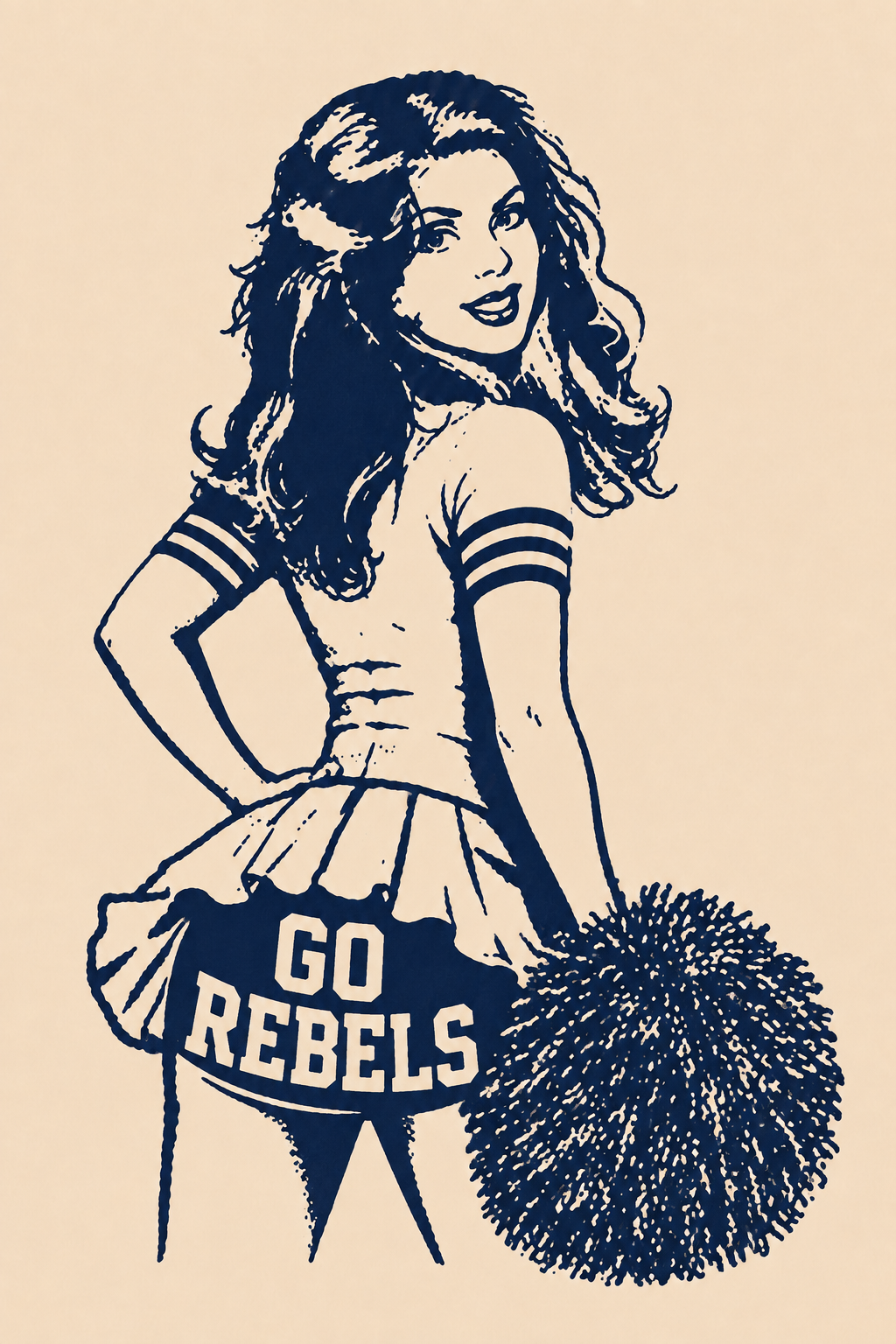 Navy Blue “Go Rebels” Cheerleader Graphic