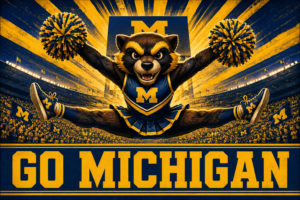 Go Michigan Bear Cheerleader Stadium Wall Art