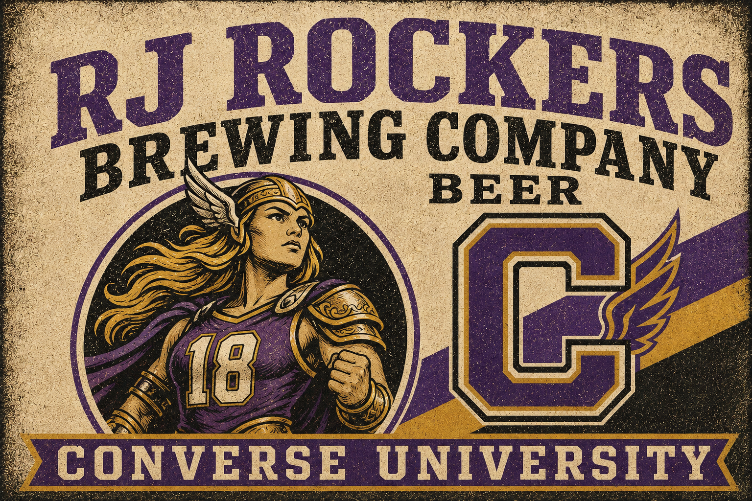 RJ Rockers Brewing Company Converse University Vintage-Style Poster