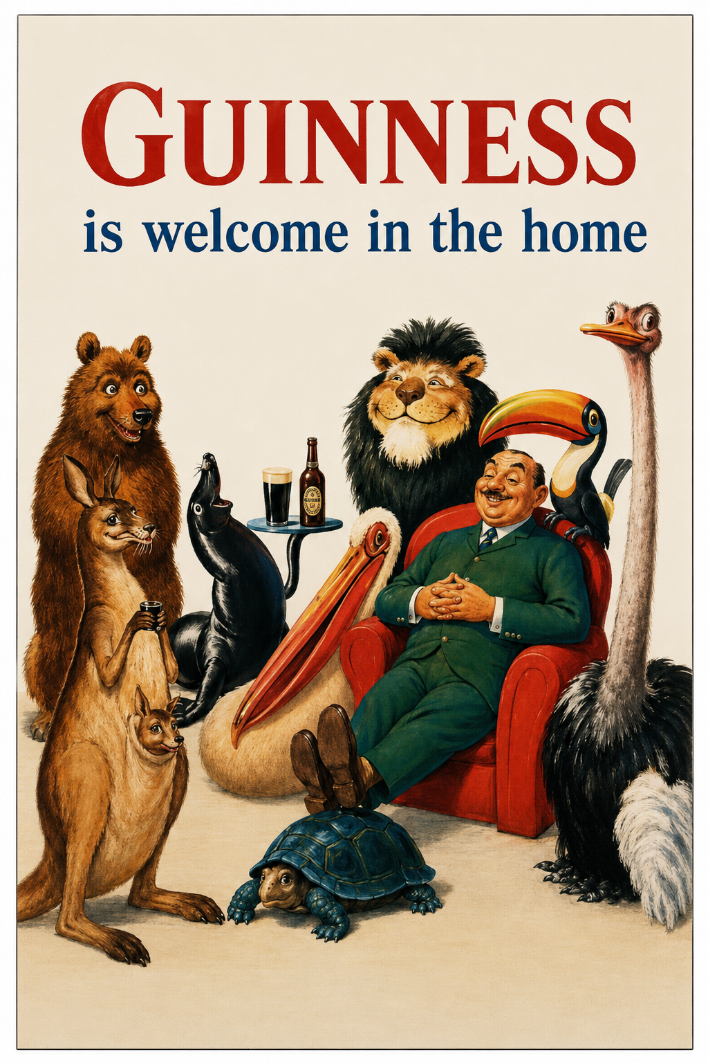 Guinness Is Welcome in the Home Animal Gathering Wall Art