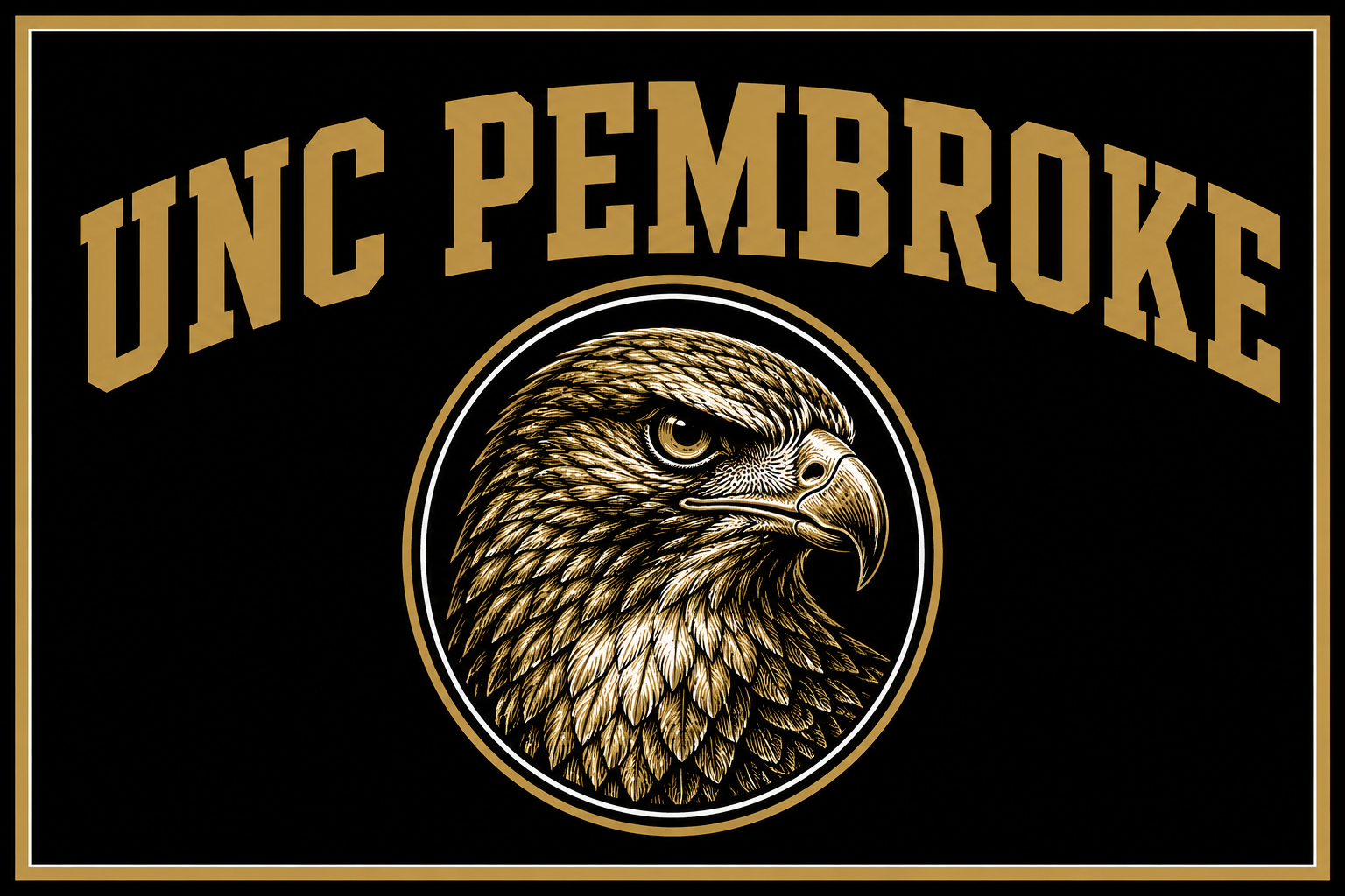 UNC Pembroke Eagle Black and Gold Wall Art