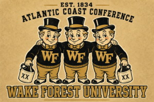 Vintage-Style Wake Forest University Three Mascots Wall Art