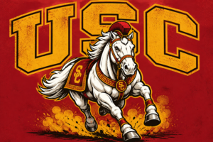 Red and Gold USC-Inspired Trojan Horse Wall Art