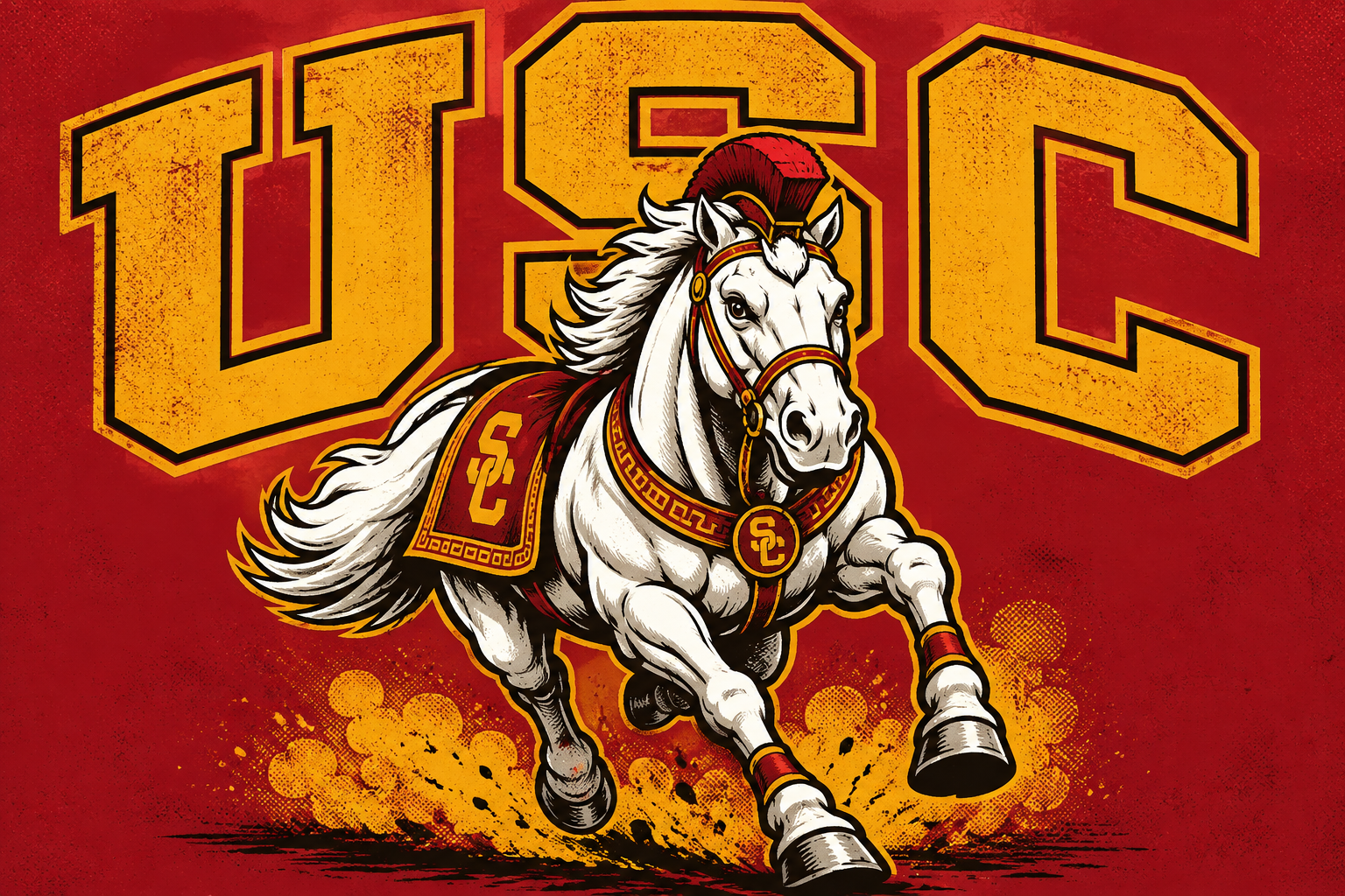 Red and Gold USC-Inspired Trojan Horse Wall Art