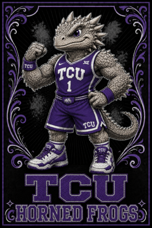 TCU Horned Frogs Purple Dragon Basketball Wall Art