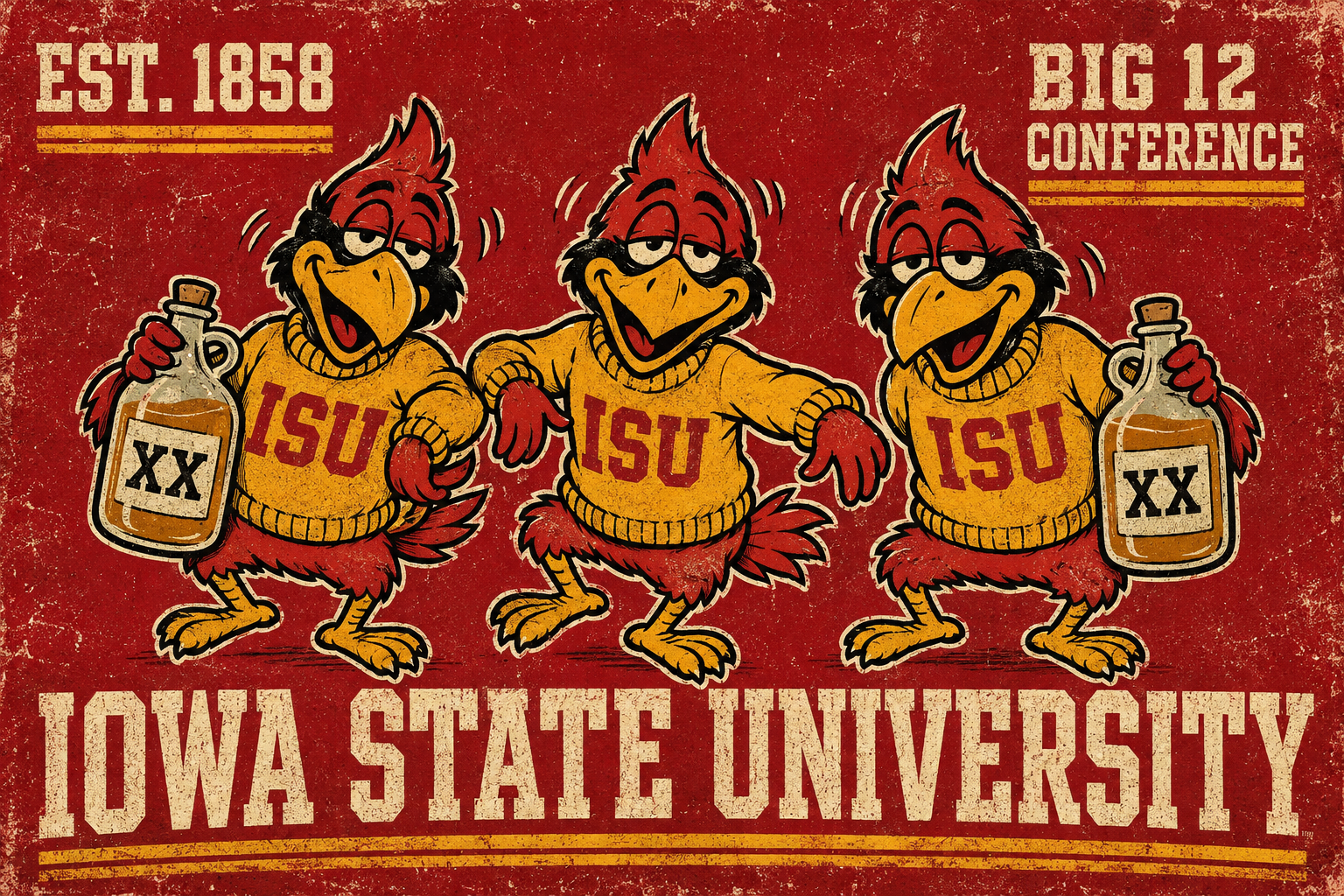 Vintage-Style Iowa State Big 12 Bird Trio Wall Art