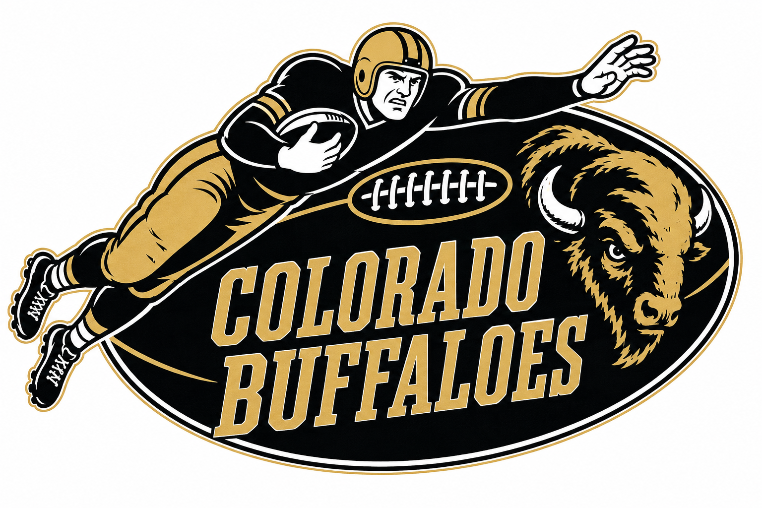 Colorado Buffaloes Football Player & Bison Graphic