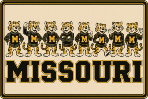 Missouri Tigers Cartoon Mascots Wall Sign