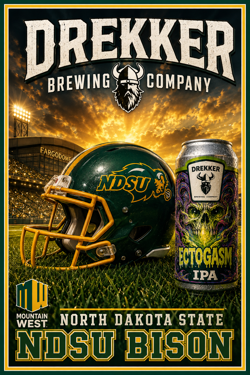 Drekker Brewing NDSU Bison Football Wall Art
