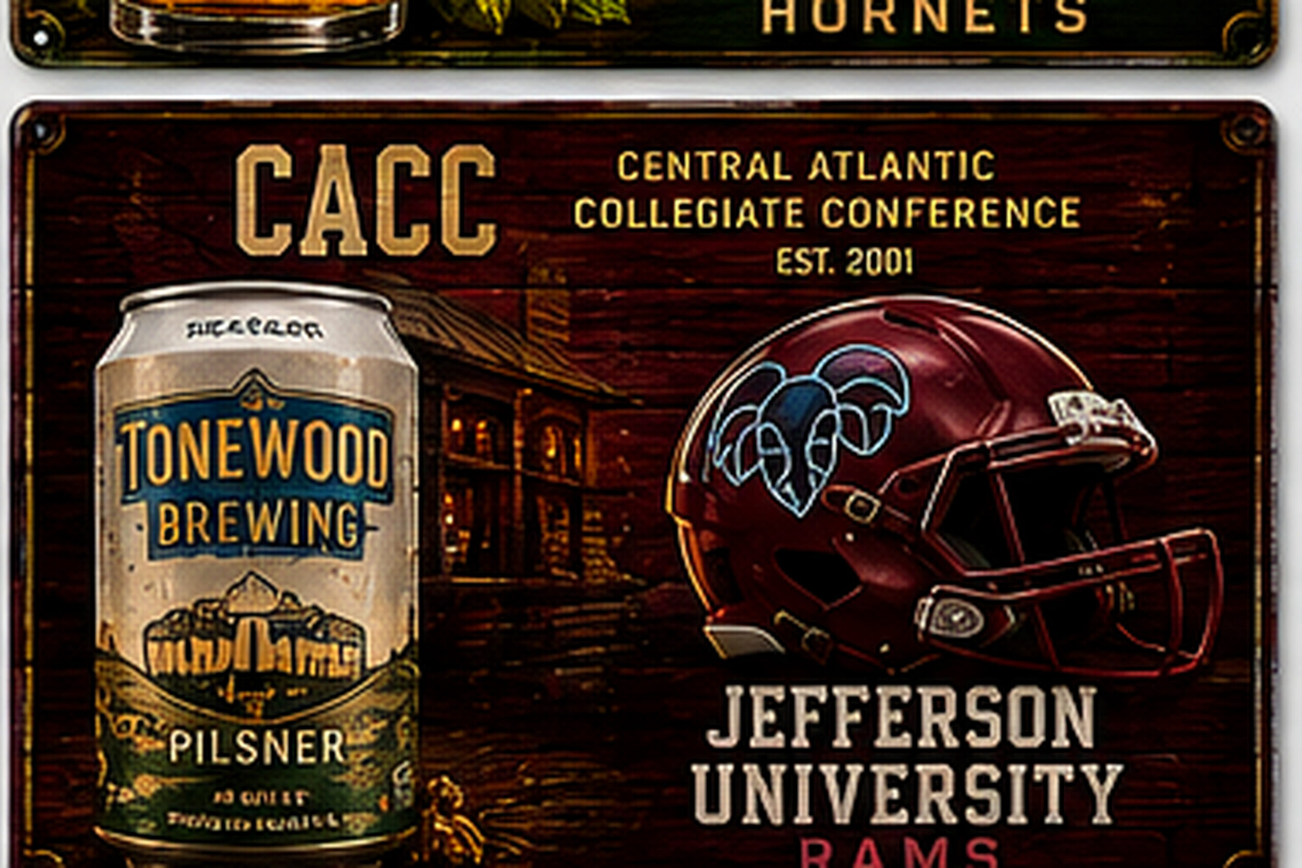 CACC Tonewood Brewing Jefferson Rams Vintage-Style Sign