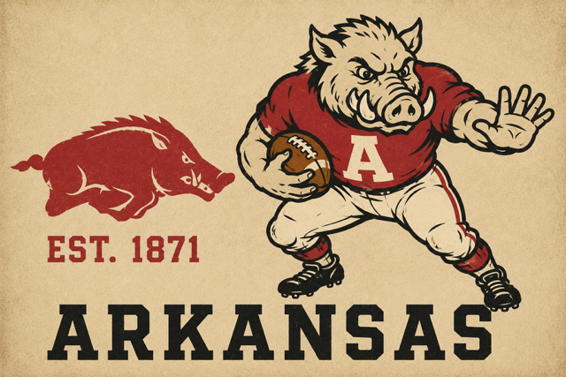 Arkansas Razorback Football Retro Graphic Wall Art
