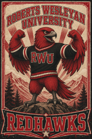 Roberts Wesleyan University Redhawks Hawk Wall Art