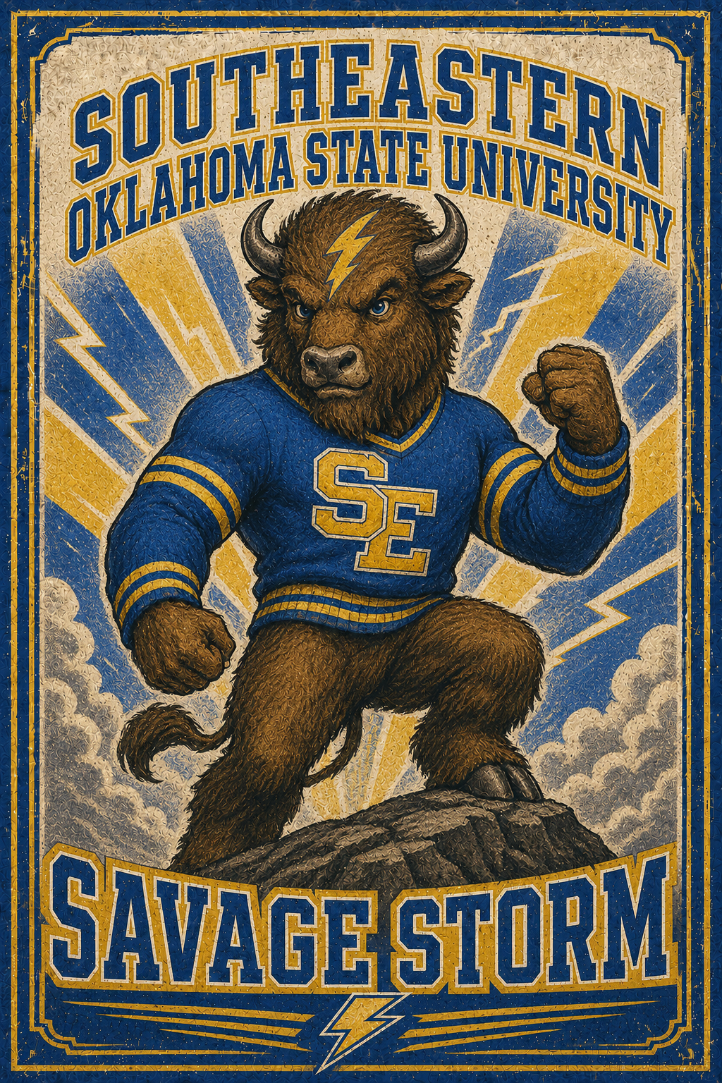 Southern Oklahoma State University Bison Savage Storm Wall Art