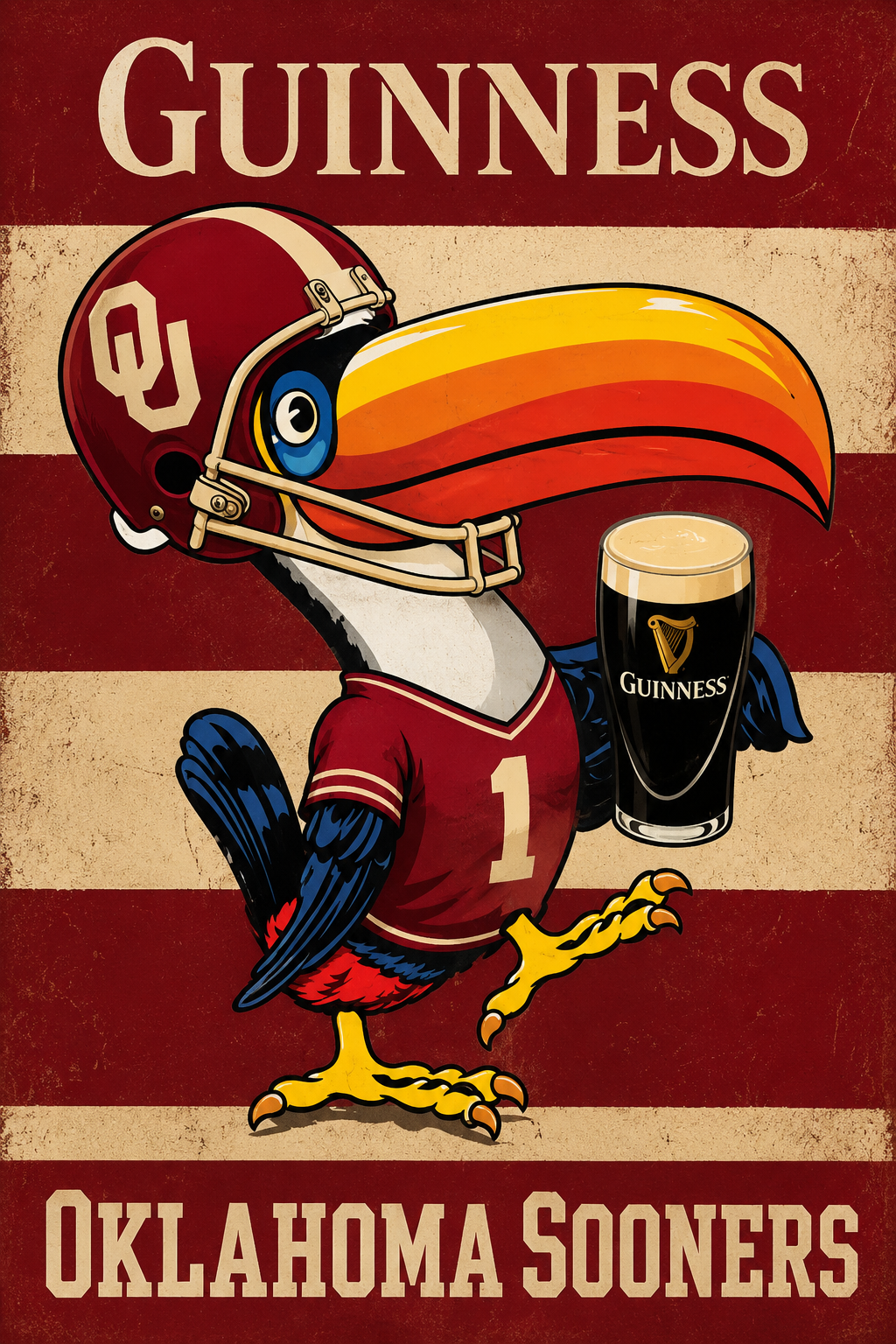 Oklahoma Sooners Football Bird Guinness-Themed Wall Art