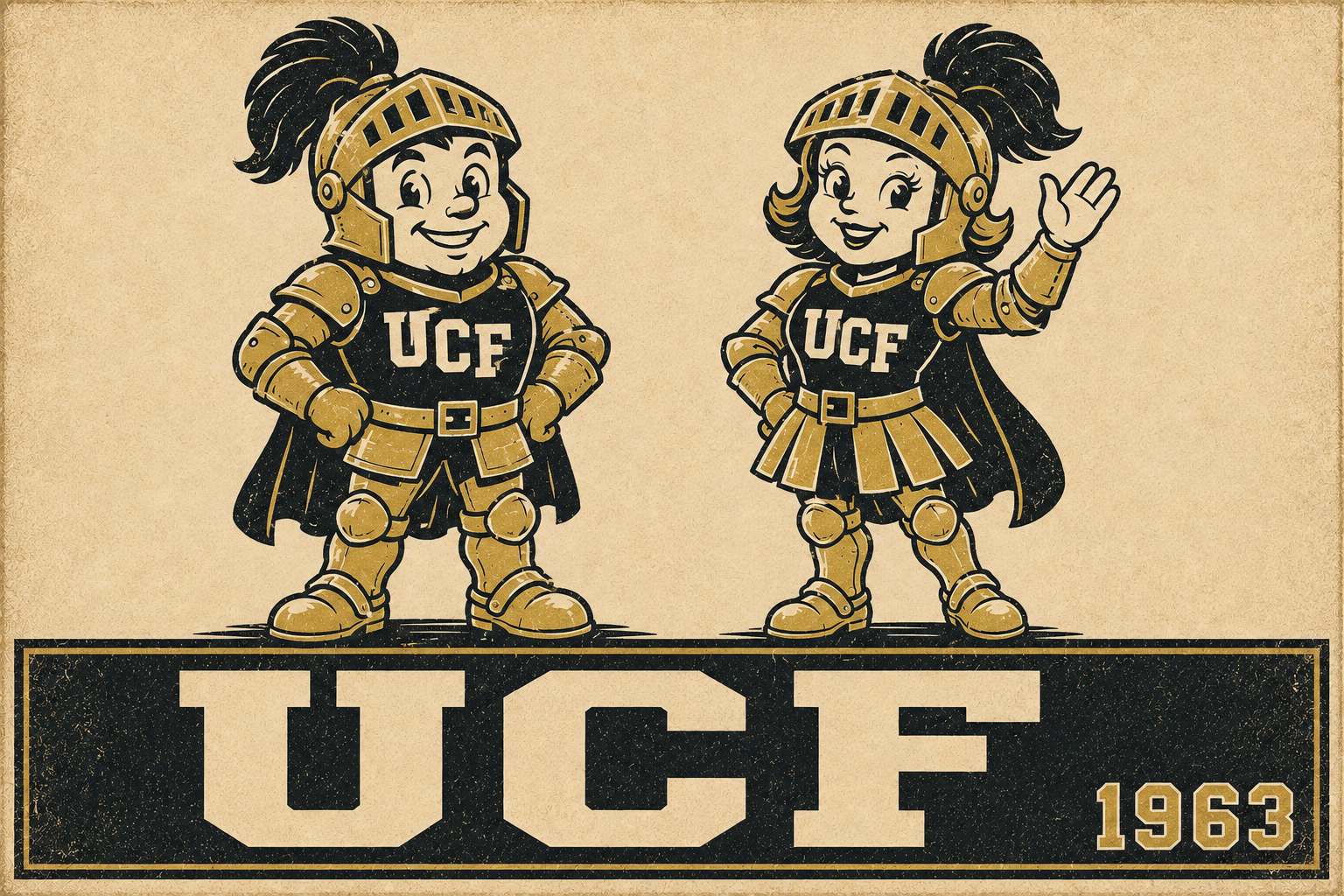 UCF 1963 Knight Mascots Vintage-Style Wall Art