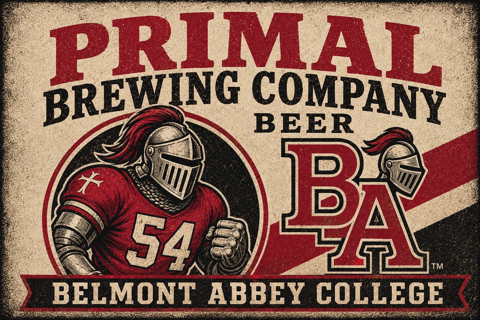Belmont Abbey College-Themed Knight Brewing Company Beer Sign