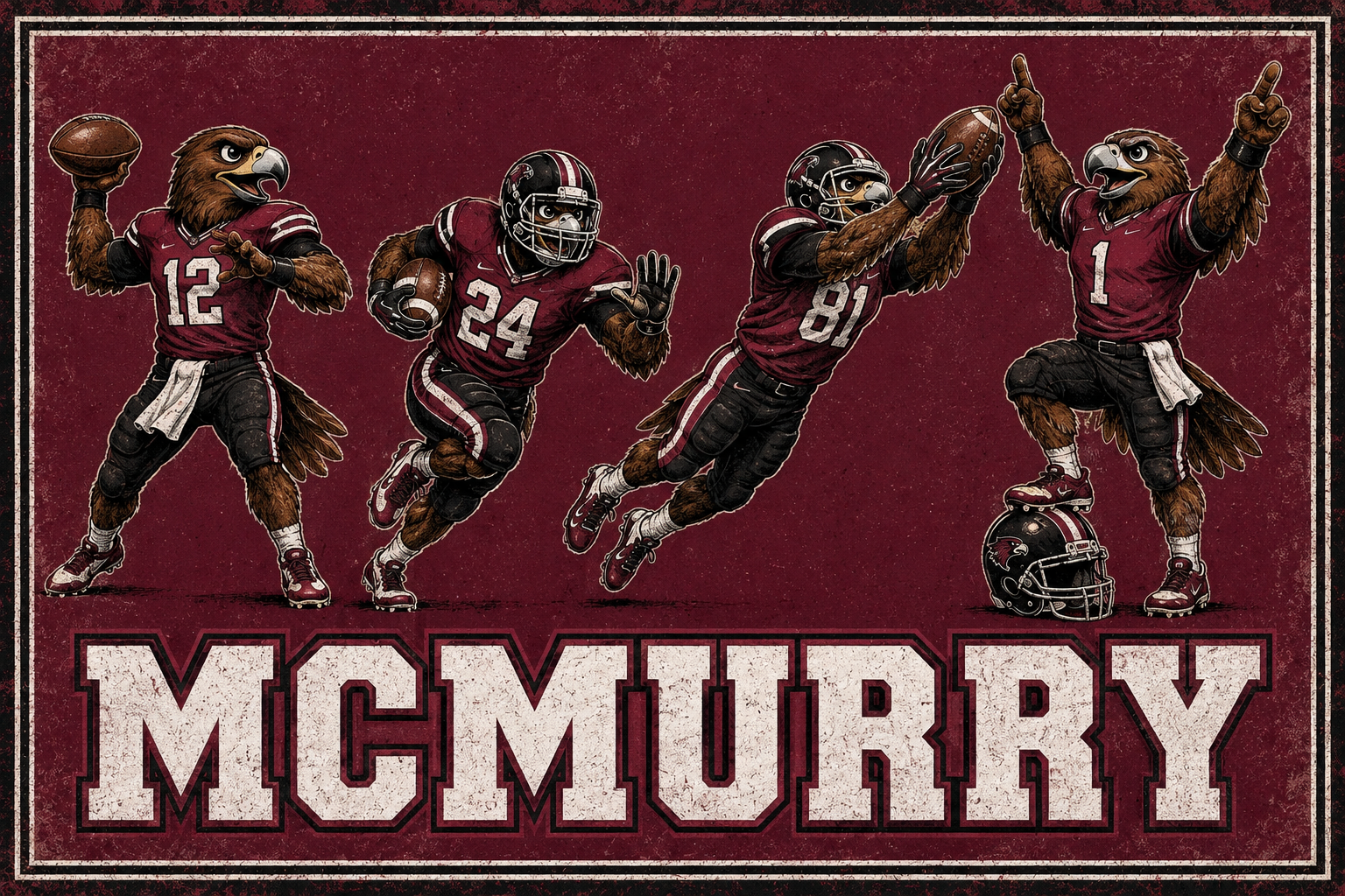McMurry Eagles Football Vintage-Style Wall Art