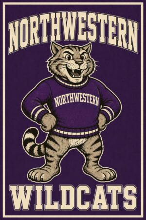 Northwestern Wildcats Purple Wildcat Printed Wall Art
