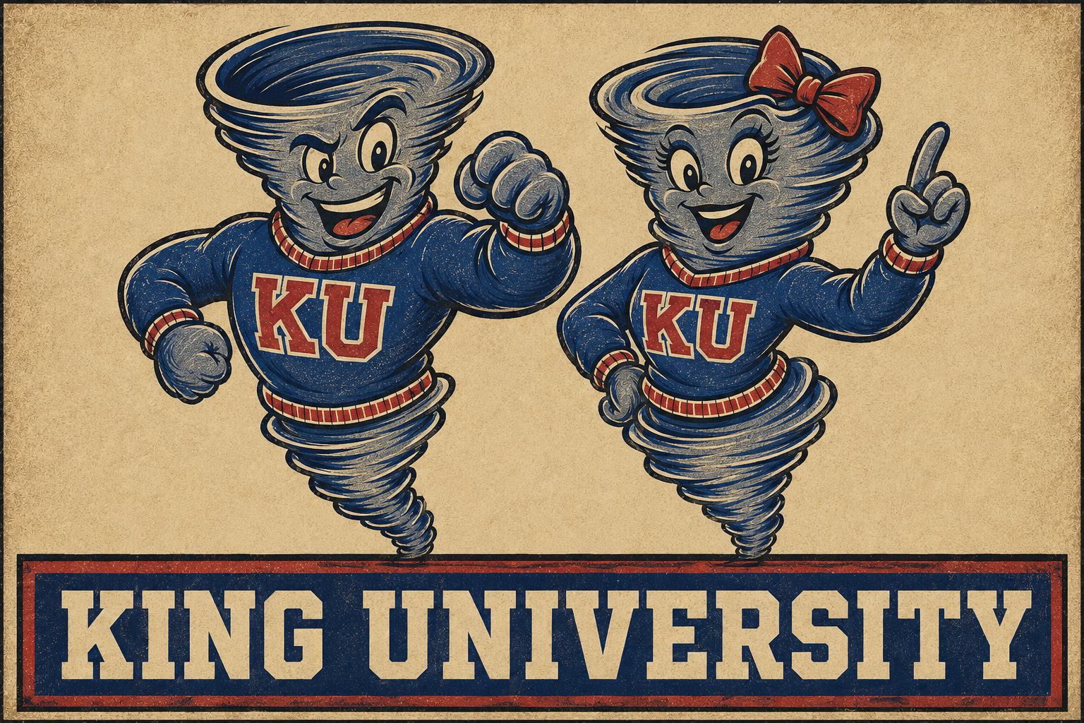 King University KU Tornado Mascot Vintage-Style Wall Art