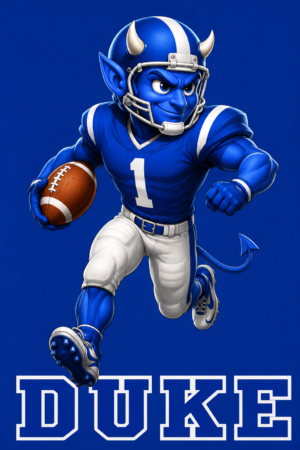 Blue Horned Football Mascot Artwork – DUKE #1