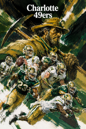 Charlotte 49ers Football Action Wall Art
