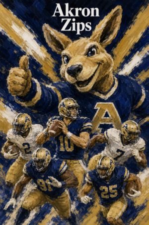 Akron Zips Football Golden Eagle Painted-Style Wall Art