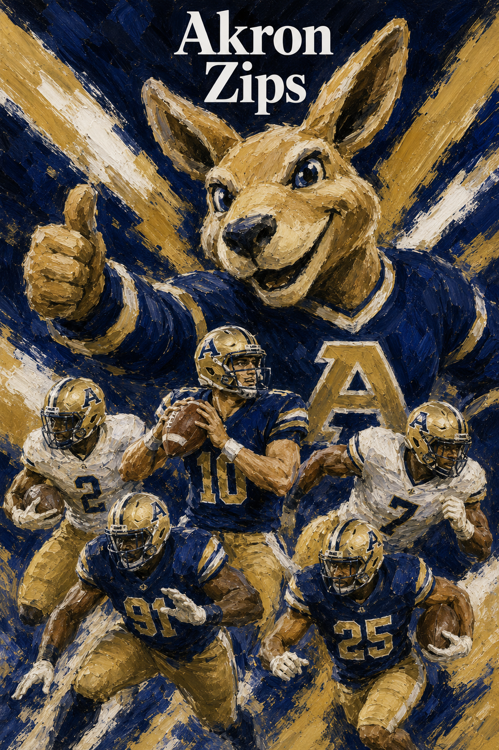 Akron Zips Football Golden Eagle Painted-Style Wall Art