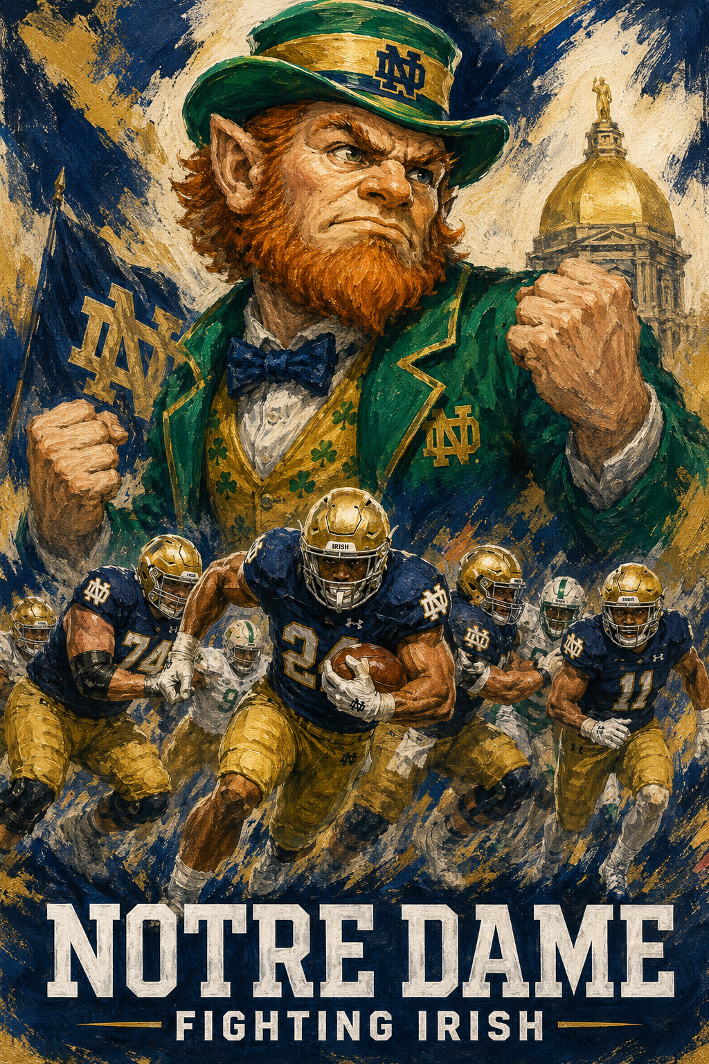 Notre Dame Fighting Irish Leprechaun Football Wall Art