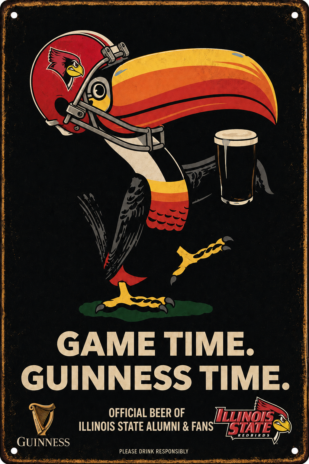 Illinois State Redbirds Guinness Football Vintage-Style Wall Sign