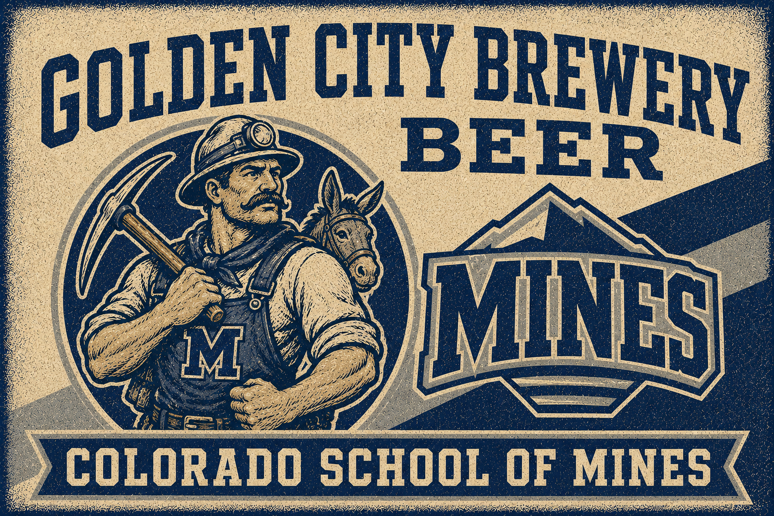 Golden City Brewery Beer Colorado Mines Vintage-Style Poster