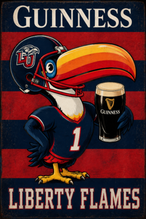 Guinness Liberty Flames Football Eagle Vintage-Style Wall Art
