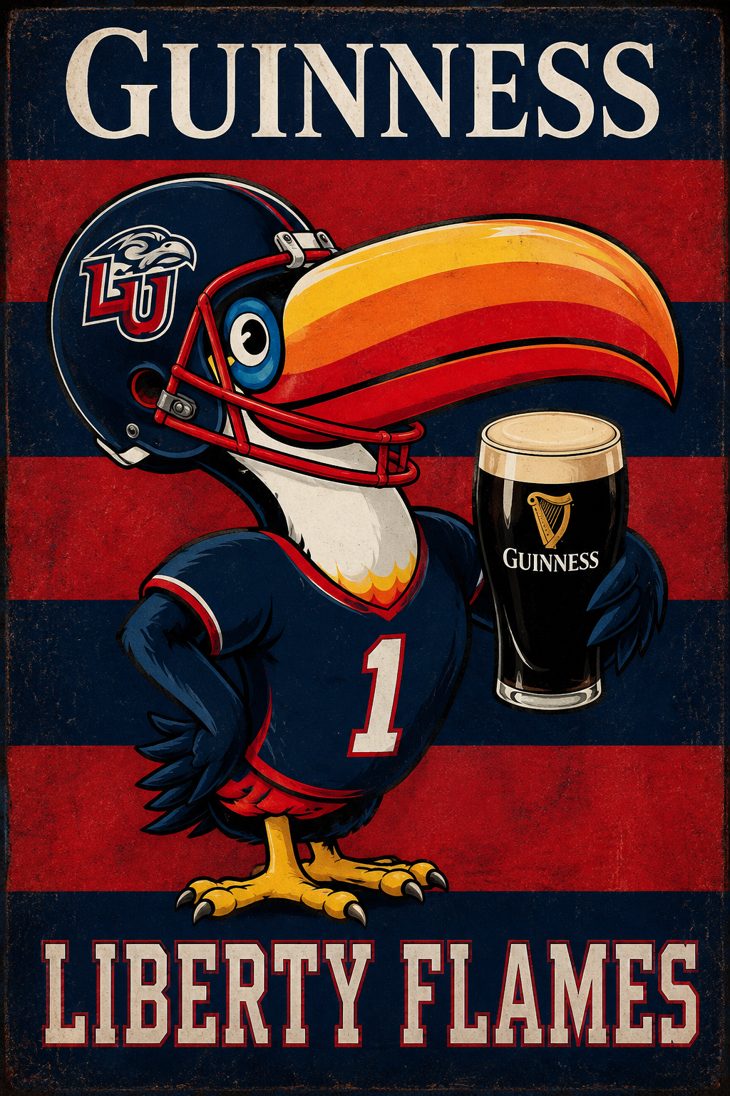 Guinness Liberty Flames Football Eagle Vintage-Style Wall Art
