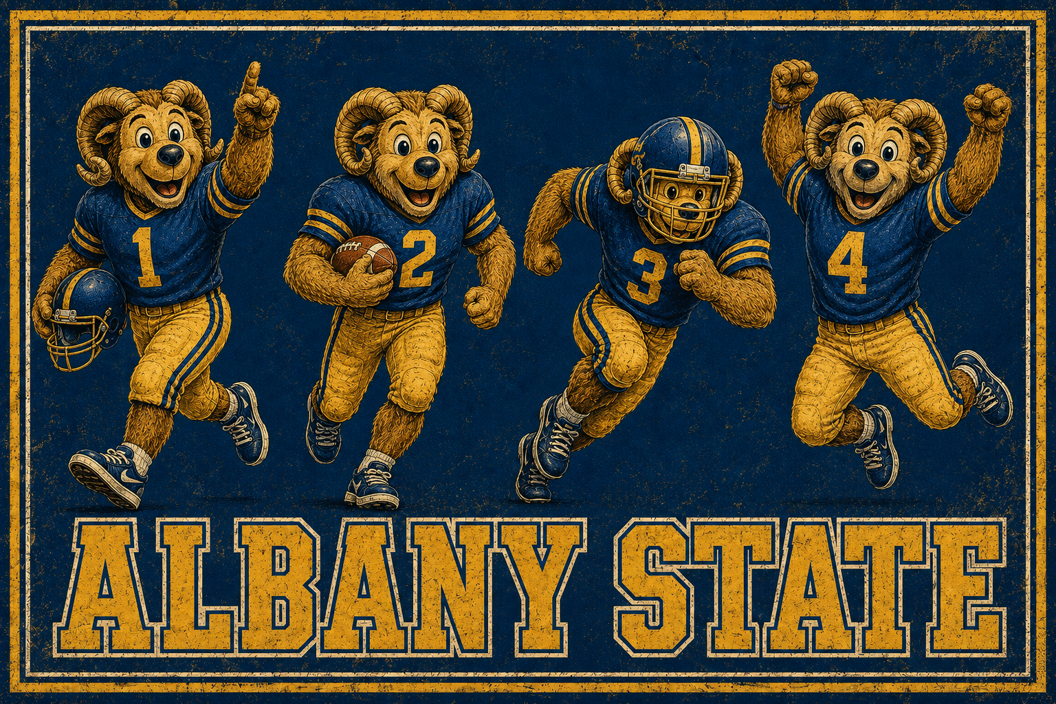Albany State Rams Football Vintage-Style Team Wall Art