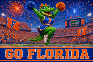 Go Florida Alligator Cheerleader Stadium Fireworks Wall Art